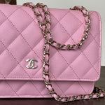 Chanel Handbag 22C LIGHT PINK CAVIAR QUILTED WALLET ON CHAIN LGHW (WOC) - Redeluxe