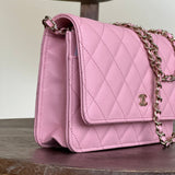 Chanel Handbag 22C LIGHT PINK CAVIAR QUILTED WALLET ON CHAIN LGHW (WOC) - Redeluxe