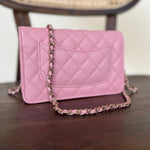 Chanel Handbag 22C LIGHT PINK CAVIAR QUILTED WALLET ON CHAIN LGHW (WOC) - Redeluxe