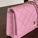 Chanel Handbag 22C LIGHT PINK CAVIAR QUILTED WALLET ON CHAIN LGHW (WOC) - Redeluxe