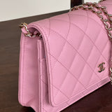 Chanel Handbag 22C LIGHT PINK CAVIAR QUILTED WALLET ON CHAIN LGHW (WOC) - Redeluxe