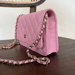 Chanel Handbag 22C LIGHT PINK CAVIAR QUILTED WALLET ON CHAIN LGHW (WOC) - Redeluxe