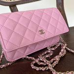 Chanel Handbag 22C LIGHT PINK CAVIAR QUILTED WALLET ON CHAIN LGHW (WOC) - Redeluxe