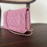 Chanel Handbag 22C LIGHT PINK CAVIAR QUILTED WALLET ON CHAIN LGHW (WOC) - Redeluxe