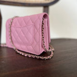Chanel Handbag 22C LIGHT PINK CAVIAR QUILTED WALLET ON CHAIN LGHW (WOC) - Redeluxe