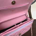 Chanel Handbag 22C LIGHT PINK CAVIAR QUILTED WALLET ON CHAIN LGHW (WOC) - Redeluxe