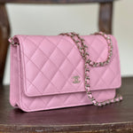 Chanel Handbag 22C LIGHT PINK CAVIAR QUILTED WALLET ON CHAIN LGHW (WOC) - Redeluxe