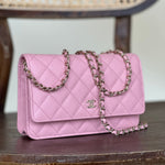 Chanel Handbag 22C LIGHT PINK CAVIAR QUILTED WALLET ON CHAIN LGHW (WOC) - Redeluxe