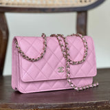 Chanel Handbag 22C LIGHT PINK CAVIAR QUILTED WALLET ON CHAIN LGHW (WOC) - Redeluxe