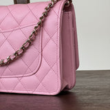 Chanel Handbag 22C LIGHT PINK CAVIAR QUILTED WALLET ON CHAIN LGHW (WOC) - Redeluxe