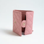 CHANEL Handbag 22C Pink Caviar Quilted Flap Wallet Light Gold Hardware - Redeluxe