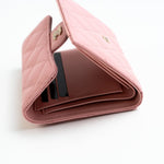 CHANEL Handbag 22C Pink Caviar Quilted Flap Wallet Light Gold Hardware - Redeluxe