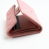 CHANEL Handbag 22C Pink Caviar Quilted Flap Wallet Light Gold Hardware - Redeluxe