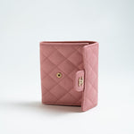 CHANEL Handbag 22C Pink Caviar Quilted Flap Wallet Light Gold Hardware - Redeluxe