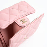 CHANEL Handbag 22C Pink Caviar Quilted Flap Wallet Light Gold Hardware - Redeluxe