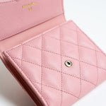 CHANEL Handbag 22C Pink Caviar Quilted Flap Wallet Light Gold Hardware - Redeluxe