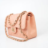 CHANEL Handbag 22C Rose Clair Pink/ Beige Lambskin Quilted Small Double Flap Light Gold Hardware - Redeluxe