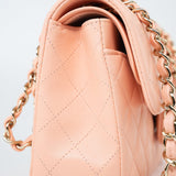 CHANEL Handbag 22C Rose Clair Pink/ Beige Lambskin Quilted Small Double Flap Light Gold Hardware - Redeluxe