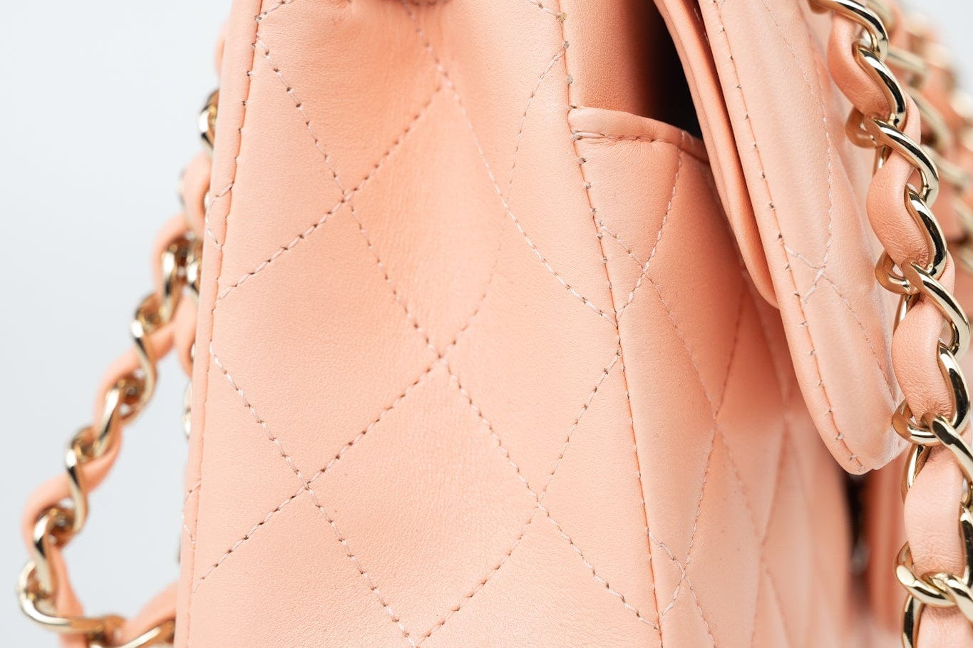 CHANEL Handbag 22C Rose Clair Pink/ Beige Lambskin Quilted Small Double Flap Light Gold Hardware - Redeluxe