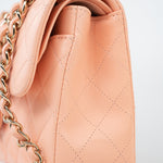 CHANEL Handbag 22C Rose Clair Pink/ Beige Lambskin Quilted Small Double Flap Light Gold Hardware - Redeluxe