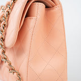CHANEL Handbag 22C Rose Clair Pink/ Beige Lambskin Quilted Small Double Flap Light Gold Hardware - Redeluxe