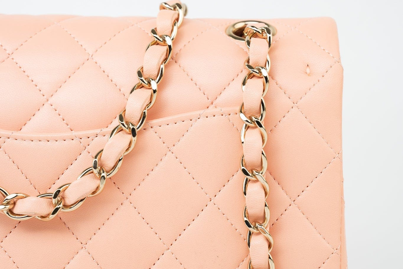 CHANEL Handbag 22C Rose Clair Pink/ Beige Lambskin Quilted Small Double Flap Light Gold Hardware - Redeluxe