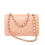 CHANEL Handbag 22C Rose Clair Pink/ Beige Lambskin Quilted Small Double Flap Light Gold Hardware - Redeluxe