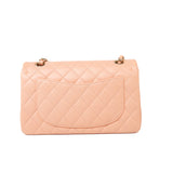 CHANEL Handbag 22C Rose Clair Pink/ Beige Lambskin Quilted Small Double Flap Light Gold Hardware - Redeluxe