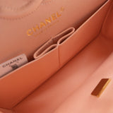 CHANEL Handbag 22C Rose Clair Pink/ Beige Lambskin Quilted Small Double Flap Light Gold Hardware - Redeluxe