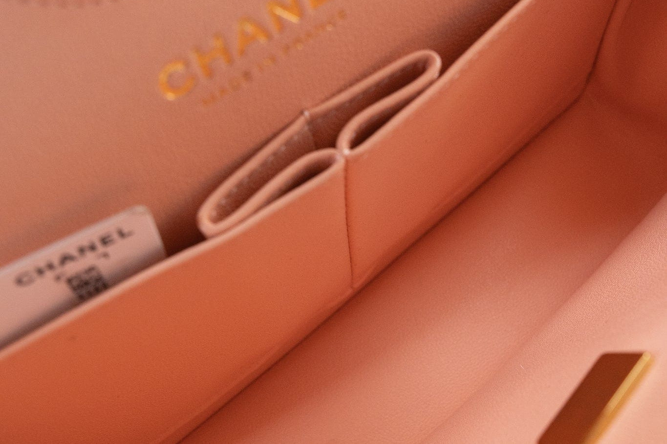 CHANEL Handbag 22C Rose Clair Pink/ Beige Lambskin Quilted Small Double Flap Light Gold Hardware - Redeluxe