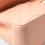 CHANEL Handbag 22C Rose Clair Pink/ Beige Lambskin Quilted Small Double Flap Light Gold Hardware - Redeluxe