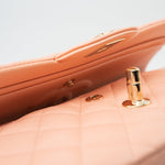 CHANEL Handbag 22C Rose Clair Pink/ Beige Lambskin Quilted Small Double Flap Light Gold Hardware - Redeluxe