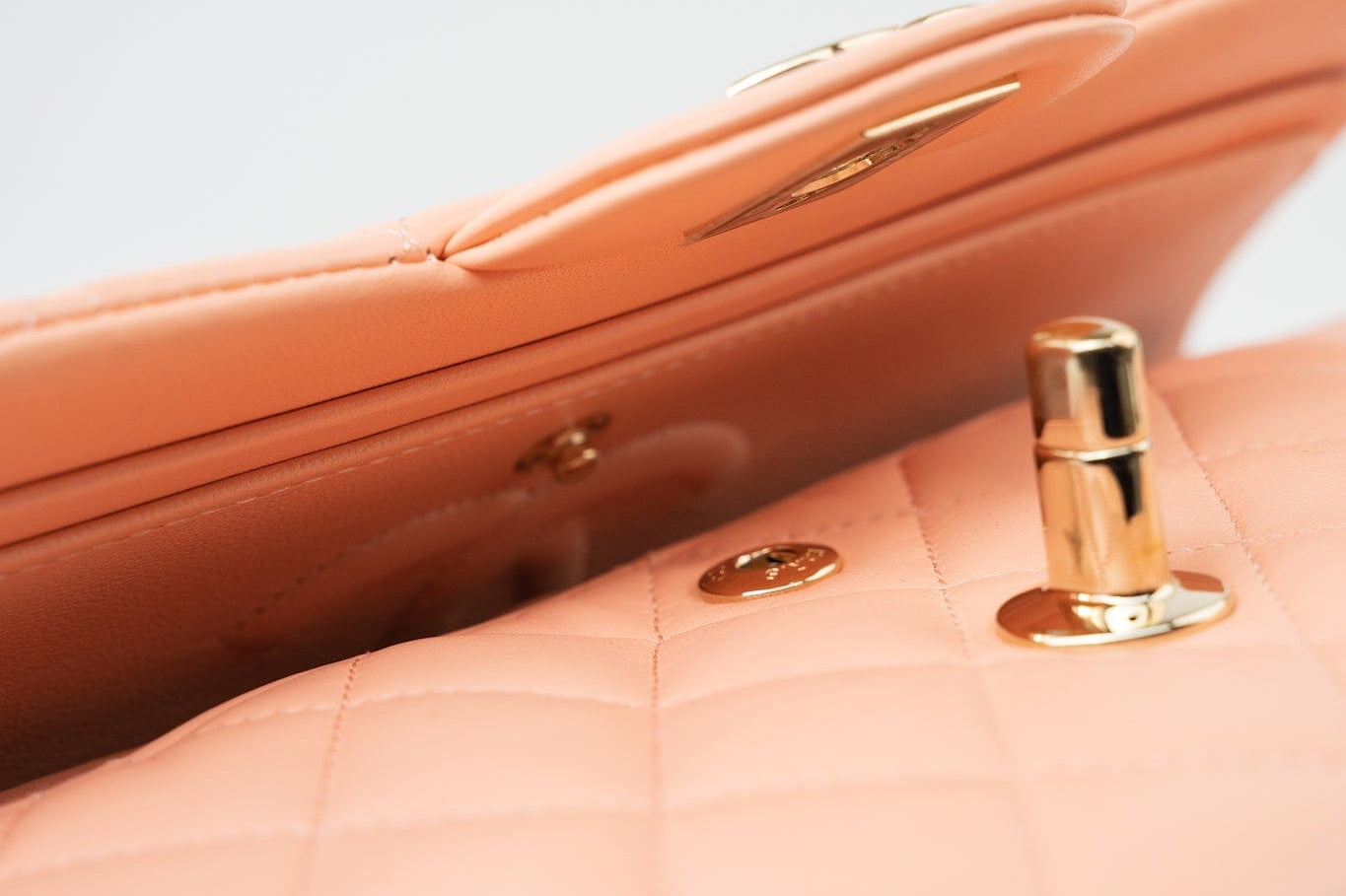 CHANEL Handbag 22C Rose Clair Pink/ Beige Lambskin Quilted Small Double Flap Light Gold Hardware - Redeluxe