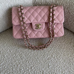 CHANEL Handbag 22C Sakura Pink Caviar Quilted Classic Flap Small LGHW - Redeluxe