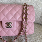 CHANEL Handbag 22C Sakura Pink Caviar Quilted Classic Flap Small LGHW - Redeluxe