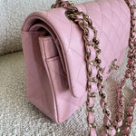 CHANEL Handbag 22C Sakura Pink Caviar Quilted Classic Flap Small LGHW - Redeluxe