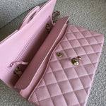 CHANEL Handbag 22C Sakura Pink Caviar Quilted Classic Flap Small LGHW - Redeluxe
