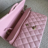 CHANEL Handbag 22C Sakura Pink Caviar Quilted Classic Flap Small LGHW - Redeluxe