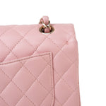 CHANEL Handbag 22C Sakura Pink Small Caviar Quilted Classic Flap Light Gold Hardware - Redeluxe