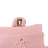 CHANEL Handbag 22C Sakura Pink Small Caviar Quilted Classic Flap Light Gold Hardware - Redeluxe