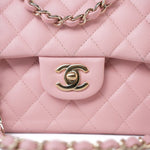 CHANEL Handbag 22C Sakura Pink Small Caviar Quilted Classic Flap Light Gold Hardware - Redeluxe