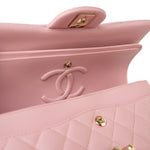 CHANEL Handbag 22C Sakura Pink Small Caviar Quilted Classic Flap Light Gold Hardware - Redeluxe