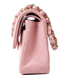 CHANEL Handbag 22C Sakura Pink Small Caviar Quilted Classic Flap Light Gold Hardware - Redeluxe