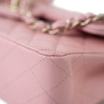 CHANEL Handbag 22C Sakura Pink Small Caviar Quilted Classic Flap Light Gold Hardware - Redeluxe