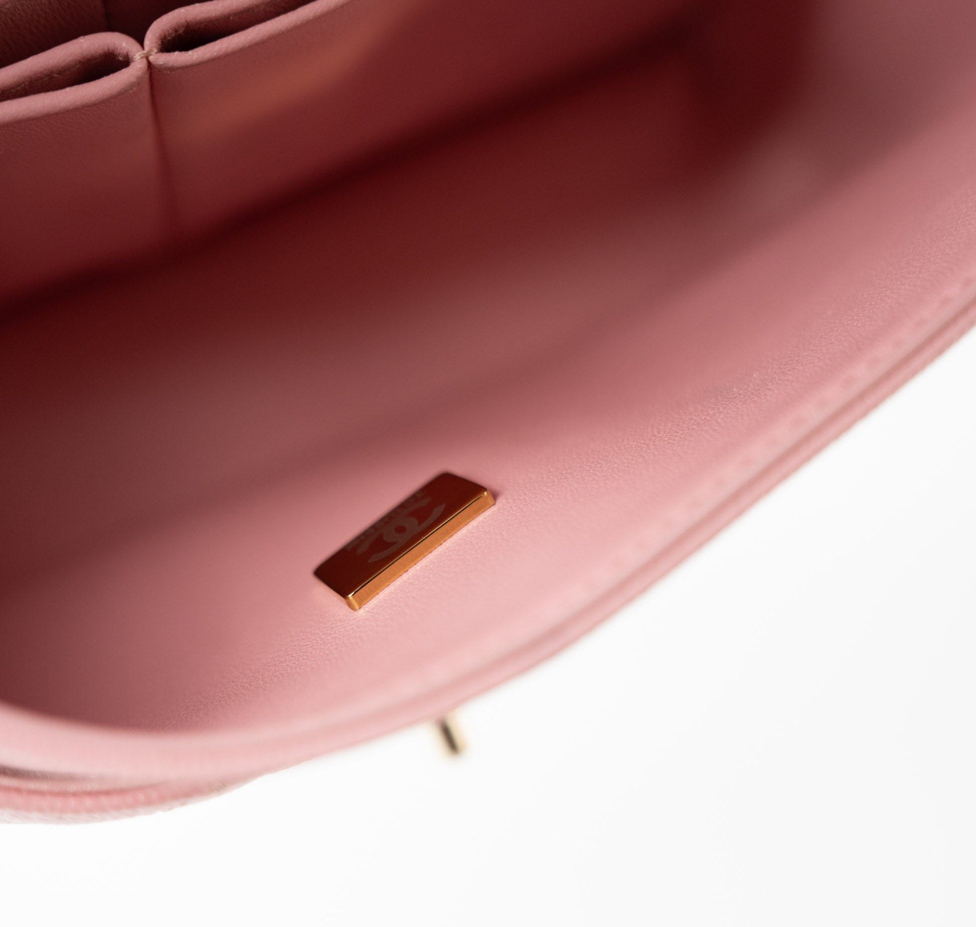 CHANEL Handbag 22C Sakura Pink Small Caviar Quilted Classic Flap Light Gold Hardware - Redeluxe