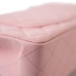 CHANEL Handbag 22C Sakura Pink Small Caviar Quilted Classic Flap Light Gold Hardware - Redeluxe
