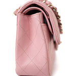 CHANEL Handbag 22C Sakura Pink Small Caviar Quilted Classic Flap Light Gold Hardware - Redeluxe