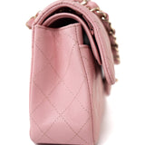 CHANEL Handbag 22C Sakura Pink Small Caviar Quilted Classic Flap Light Gold Hardware - Redeluxe