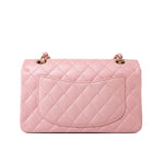 CHANEL Handbag 22C Sakura Pink Small Caviar Quilted Classic Flap Light Gold Hardware - Redeluxe
