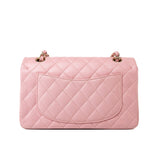 CHANEL Handbag 22C Sakura Pink Small Caviar Quilted Classic Flap Light Gold Hardware - Redeluxe